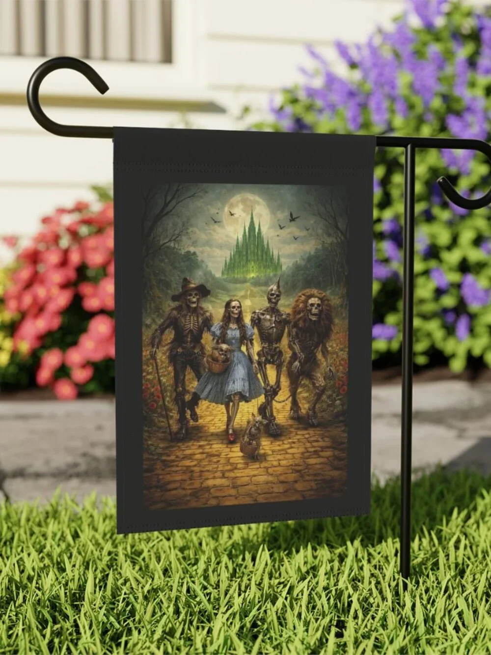 Halloween Wizard of Oz Garden Flag Skeleton Scarecrow Lion